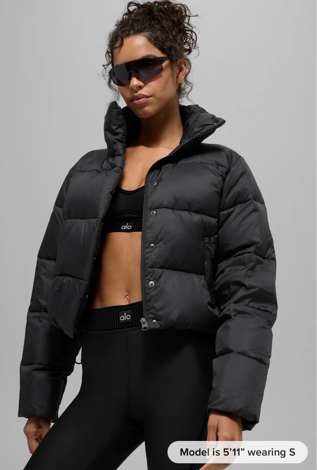 New Alo Yoga Gold Rush Puffer Jacket Black Women’s Size Medium NWT $200 Retail
