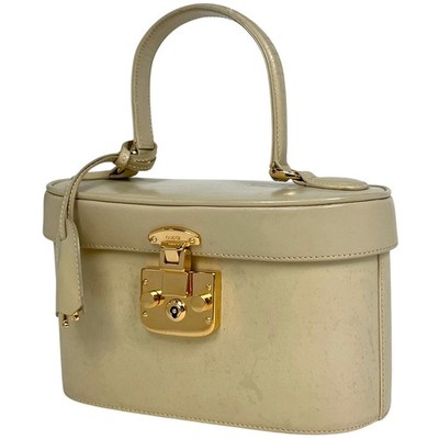 GUCCI Lady Lock Hand Bag Vanity bag 0004060222 Old Gucci Hand Bag leather Be...