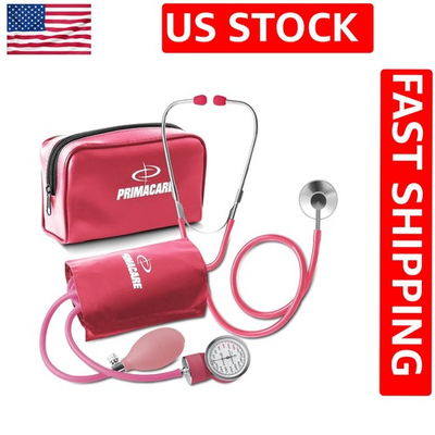 #ad Professional Manual Blood Pressure Kit with Stethoscope amp; Leatherette Case Pink $25.99