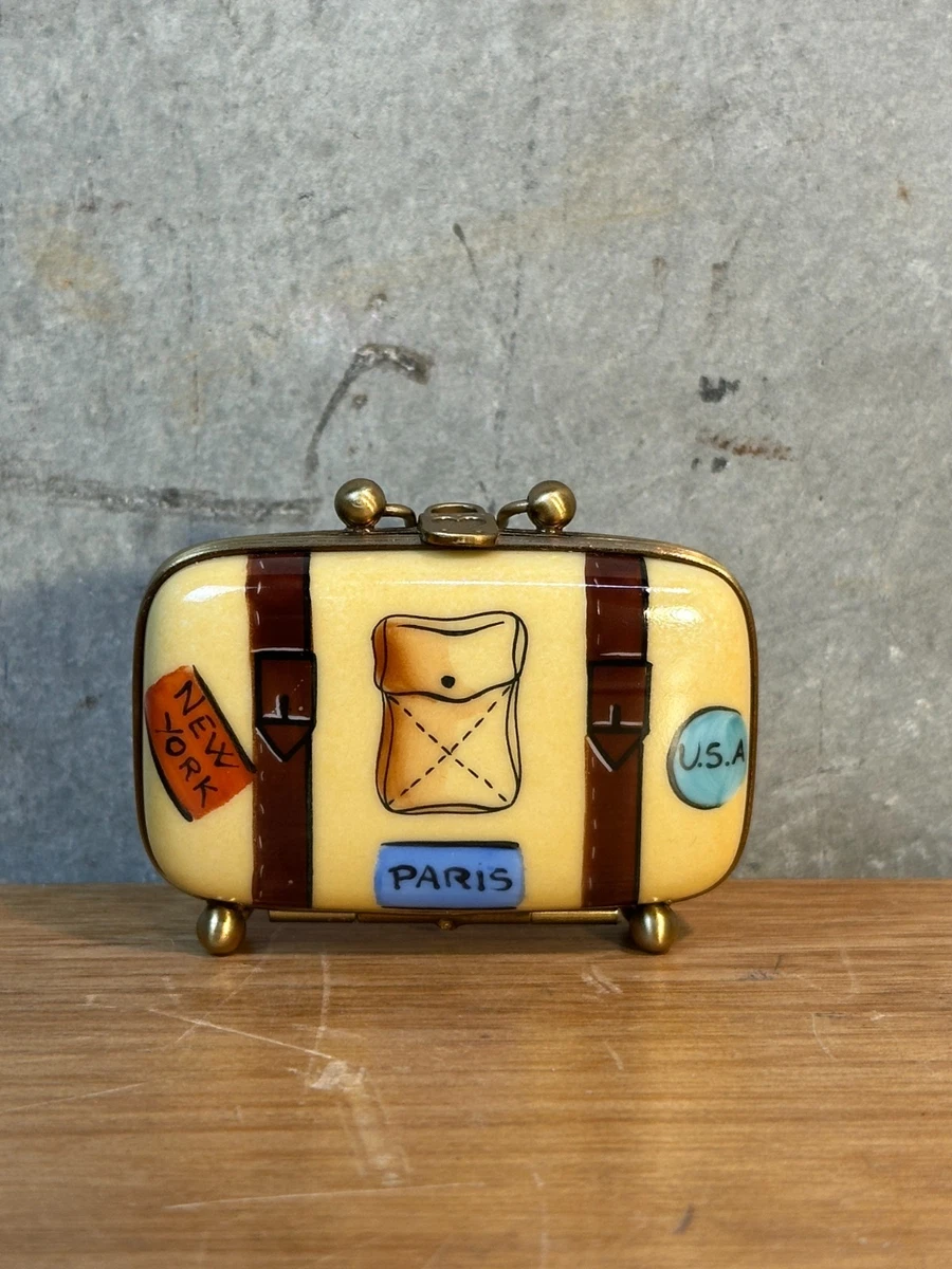 小物入れ LEONARD PARIS HAVILANDLIMOGES VIDEPOCHES Rochard Limoges France Hand Painted Travel Suitcase Trinket Box