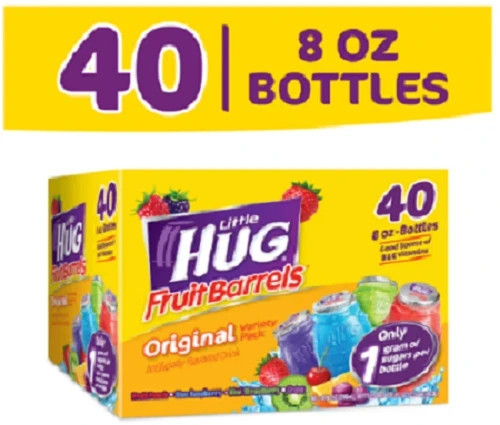 Little HUG Fruit Barrels,Original,Shelf Stable Kids Drinks Variety Pack,40 Count