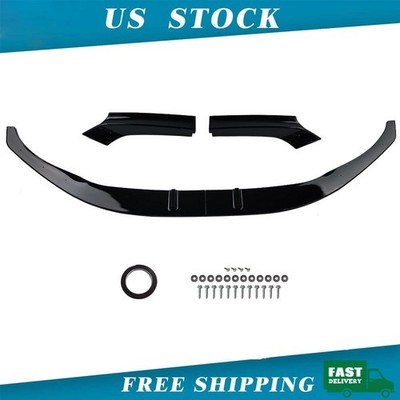 Front Bumper Lip Splitter For 2014-2020 BMW F22 2 Series M Sport Gloss Black ABS