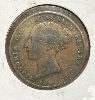 1844 JERSEY 1/26 SHILLING COPPER COIN -VICTORIA-KM#2