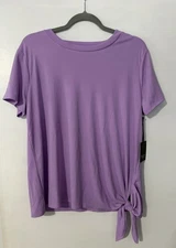 Simply Vera Vera Wang Side Tie Tee Light Purple Women's Large NWT