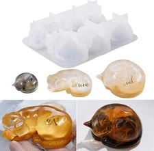 Pet Memorial Statue Resin Molds,3D Animal Epoxy Resin Molds for Preserving Pet