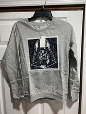 Star Wars Last Jedi Sweatshirt Men  s Gray Long Sleeve Crew Neck NEW