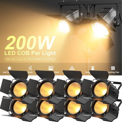 Par Light Dual Color COB 200W Spotlights with Barn Door DJ Disco Stage Lighting