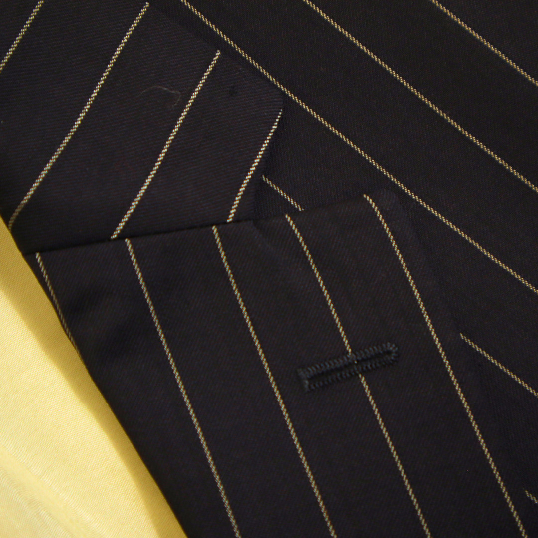 Vintage Hugo Boss 2 Piece Suit 44R Navy Blue Pinstripe Wool 3 Button thumbnail 6
