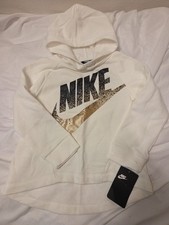 Nike White Metallic Logo Hoodie Size 6
