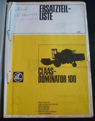 Claas Mähdrescher Dominator 100 Ersatzteilliste