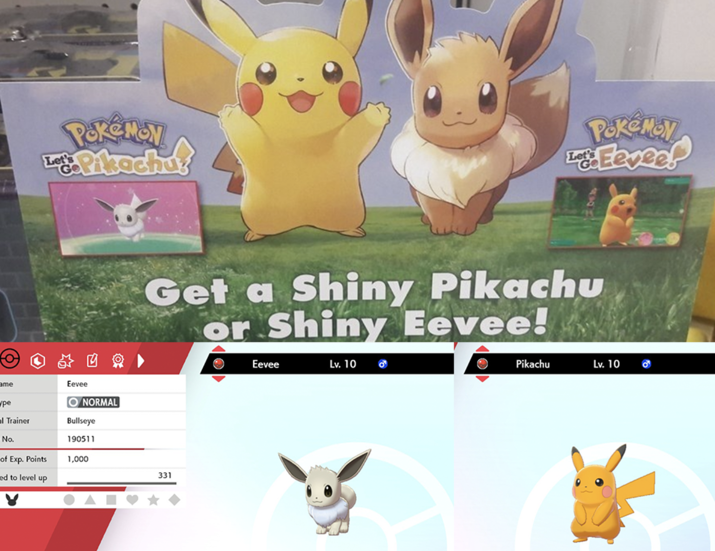 Pokémon Pass Shiny Eevee • OT: Bullseye • ID No. 190511 • US 2019 Even