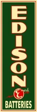 Edison Automobile Batteries Vertical Style NEW Sign 16" x 48" USA STEEL