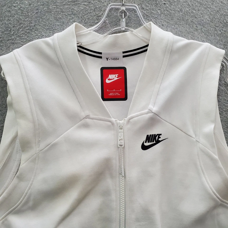 Nike Mujeres Sudadera Mediana Blanca Chaleco Cocoon Tech Polar Malla Cremallera Completa LEER Foto 2 de 4