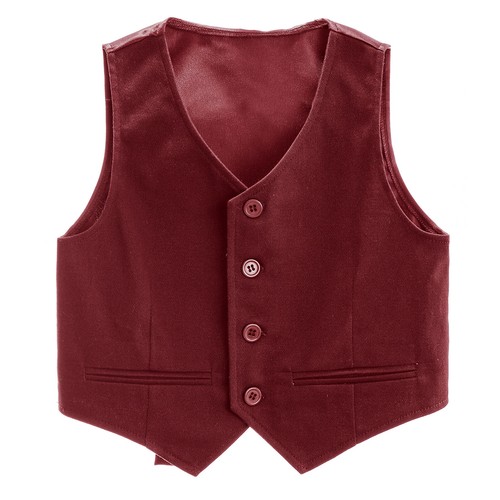 Kids Boys V Neck Vest Buttons Tuxedo Waistcoat for Wedding Party Formal Suit - Picture 36 of 52