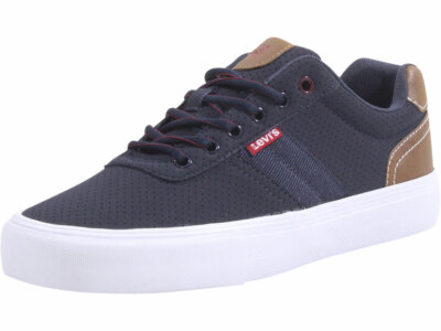 Levis Men's Lancer Sneakers Low Top Lace Up Perforated Navy/Burgundy