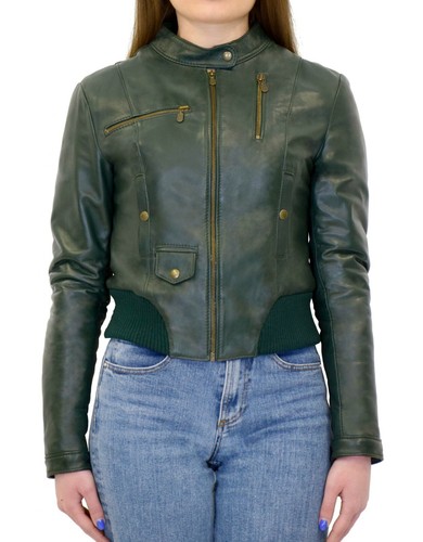 Giacca da Donna Vera Pelle Verde Gucci Giubbotto Bomber Giubbino VIETRI  LEATHER | eBay