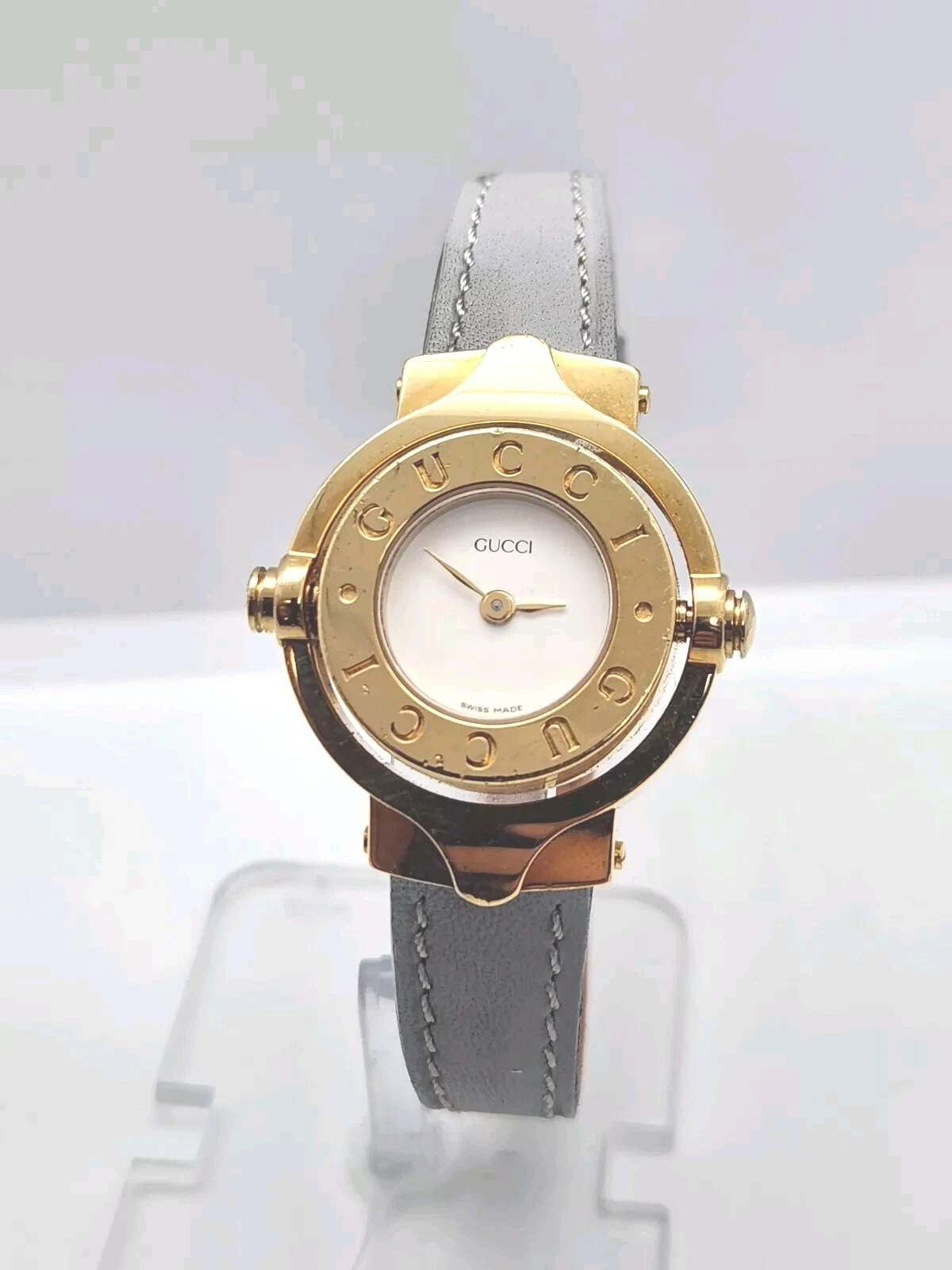 Orologio Gucci Donna Reverso Pelle Placcata Oro 18kt 27mm 6600L Zaffiro