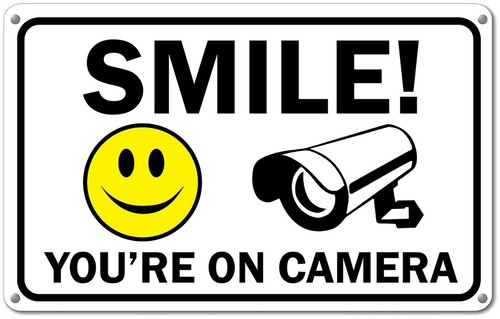 Smile You're on Camera Sign Video Surveillance Signs 11"x 7" UV Protected cctv  - 第 1/8 張圖片