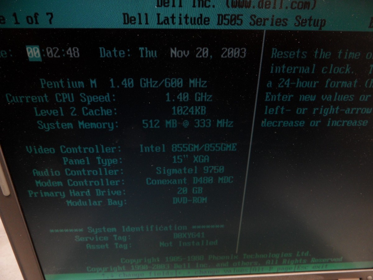 Dell Latitude D505 PP10L Parts Laptop 1.4Ghz 1Gb Ram No Hard Drive