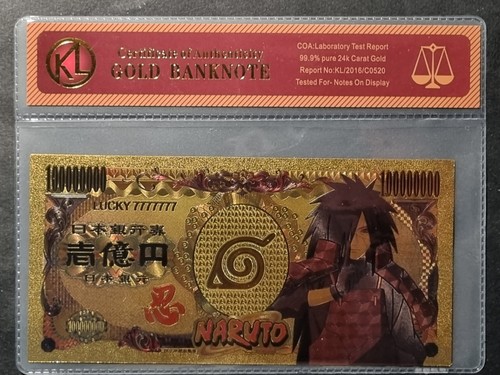 MADARA UCHIHA - NARUTO - BANCONOTA DORATA DA COLLEZIONE - CON CERTIFICATO - Foto 5 di 7