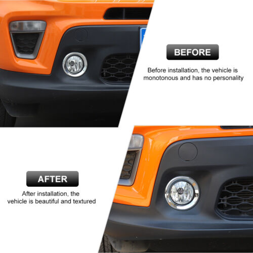 2pcs Car Front Fog Light Lamp Cover Trim Rings for Jeep Renegade 2019+ Chrome - Picture 2 of 8