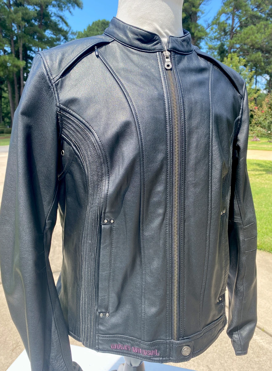 Harley Davidson Women CYCLE SEDUCTION Leather Jacket XL Pink Rose 97041-08VW