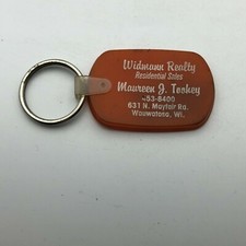 Vtg Widmann Realty Wauwatosa WI Advertising Orange Rubber FOB Keychain Rough H8