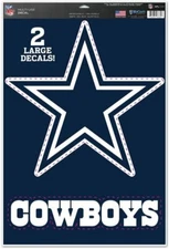 NFL Dallas Cowboys Wincraft Multi-Use 2 Peel-Off Decals on 11" x 17" Card NEW!