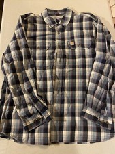 Carhartt Long Sleeve Button Up Shirt Men  s Size XL Relaxed Fit Blue Plaid