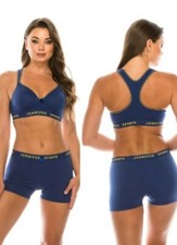 2pc Sports Bras Wire Free Racer Back MATCHING Short Cotton Lot Workout Gym 61014