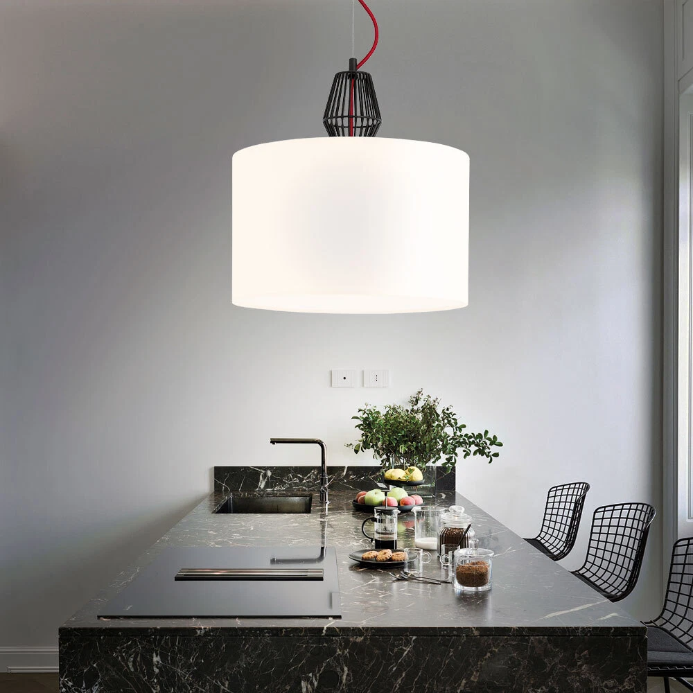 Plafonnier Suspendu Noir Hofstein - Lustre Moderne Pour Salon, Salle à Manger, Chambre