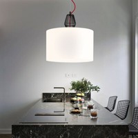 HäNgelampe Pendelleuchte Esszimmerlampe Gitter KüChenlampe Textil Weiß D 35,5 Cm