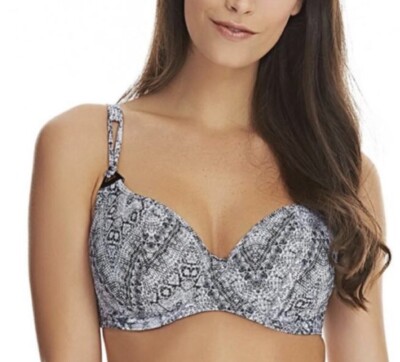 FREYA BIKINI OBERTEIL VIPER SCHWARZ WEISS SCHLANGENHAUT PRINT INTEGRIERTER STÜTZ-BH