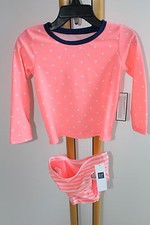 Gap Kids Girls Rash Guard Swimsuit Coral Dot 2PC Size 18-24 Months NWT NEW