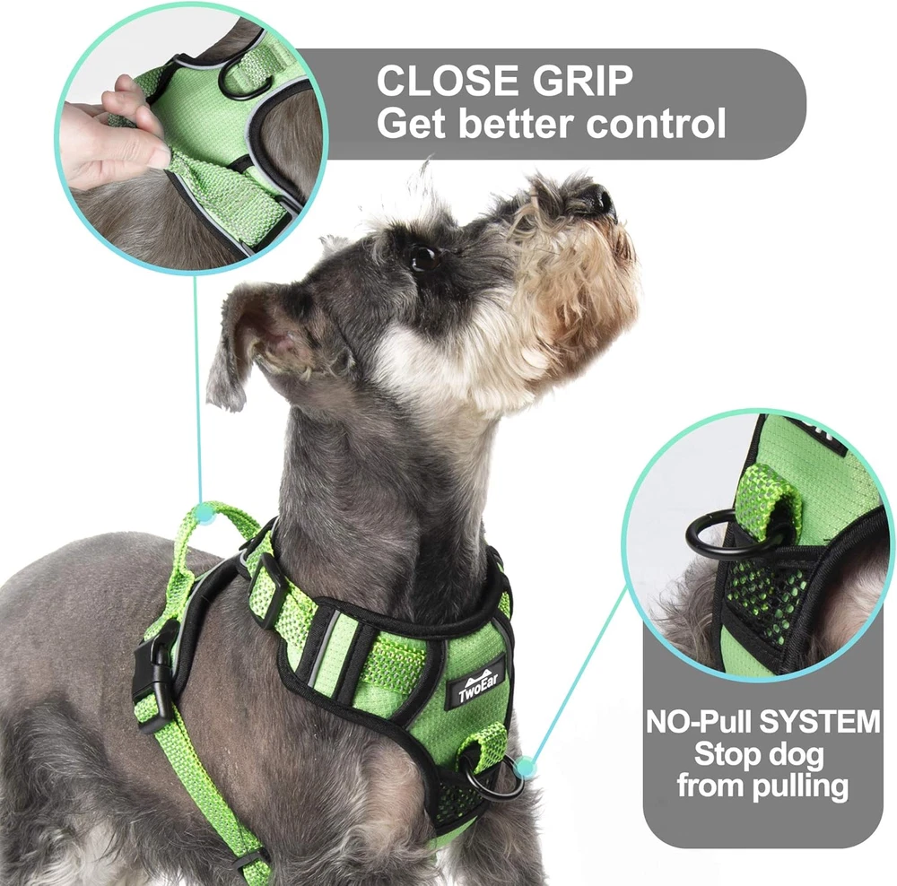 Dog Harness, No Pull Reflective Harness Front Clip Easy Control Handle Adjustabl