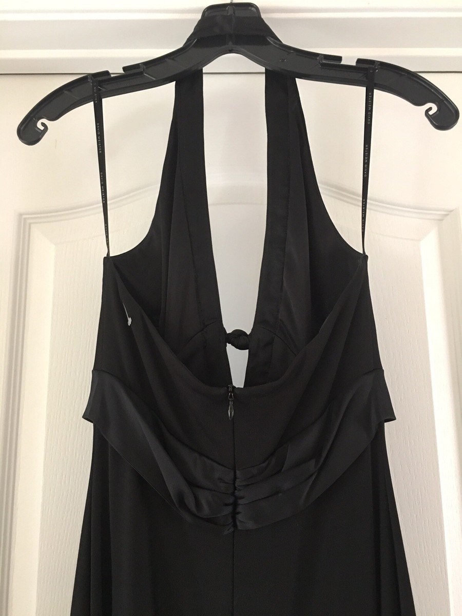 david meister halter dress Women's Black Gown with Satin Trim Lined , SZ 6 watch for her