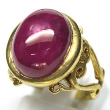 Gemstone 12 x 15 mm. Red Ruby Jewelry Ring 925 Silver 18K Gold Size 7.25