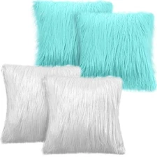 4 Pack Faux Fur Throw Pillow Covers Square Cushion Cover Fuzzy Pillow Case So...