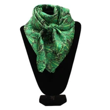 0906028 M&F Silk Green & Black Cactus Print Wild Rag NEW