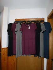 Short Sleeve Scoop Neck Soft Ribs Dresses GAP 2XL,XL,L,M,S,Many Color ,Stretch