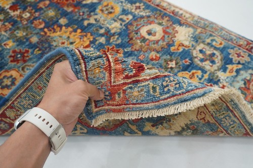 3 x 7 ft Blue Modern Bidjar Afghan Hand knotted Transitional Runner Rug - Picture 13 of 15