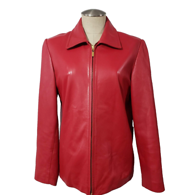 LNR By La Nouvelle Renaissance Red Leather Zip Jacket M | eBay