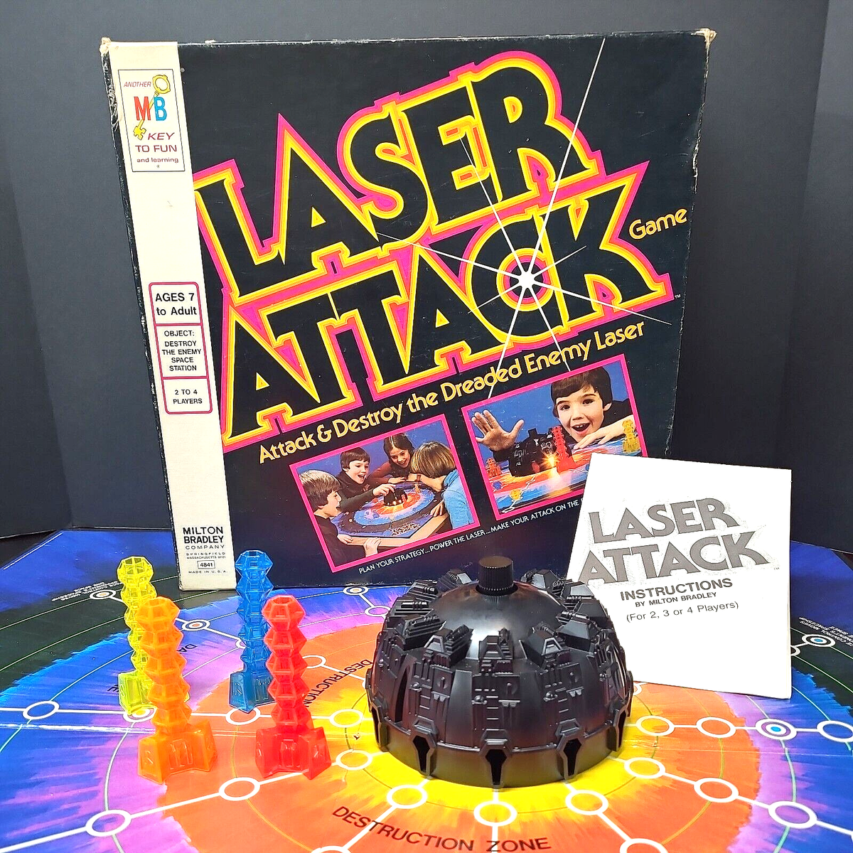 Laser Attack Board Game 1978 Milton Bradley 100% Complete Tested