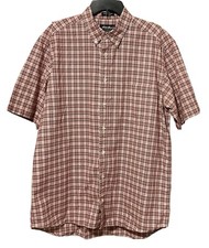 Eddie Bauer Short Sleeve Button Up Casual Plaid Shirt Men's Size Large Tall EUC