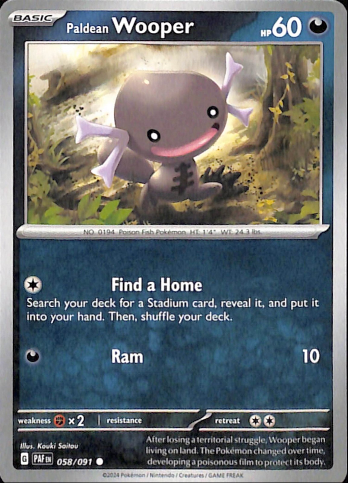 Paldean Wooper 058/091 - Paldean Fates - Common - Pokemon Card TCG - NM