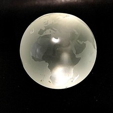 Frosted Clear Heavy Glass Globe Earth Orb Paperweight JMG WORLD CLASS FRIEND