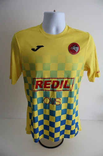 Joma ASD Gubbio Calcio Team Football Shirt Size M Yellow Blue Checkered 9