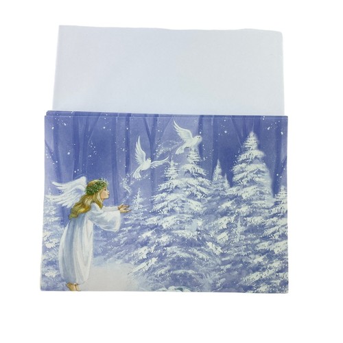 Tarjetas de vacaciones de casa de Navidad Angel Setting Dove Free in Snowy Forest 14 tarjetas - Imagen 2 de 4