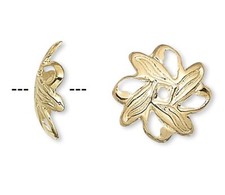 Bead Cap, 100 Gold Plated Brass 10x3mm Fancy Leaf Bead Caps to Fit 10-12mm Beads