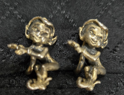 Vintage 925 Sterling Pixie Elf Clip-On Earrings Fantasy Tolkien Magic